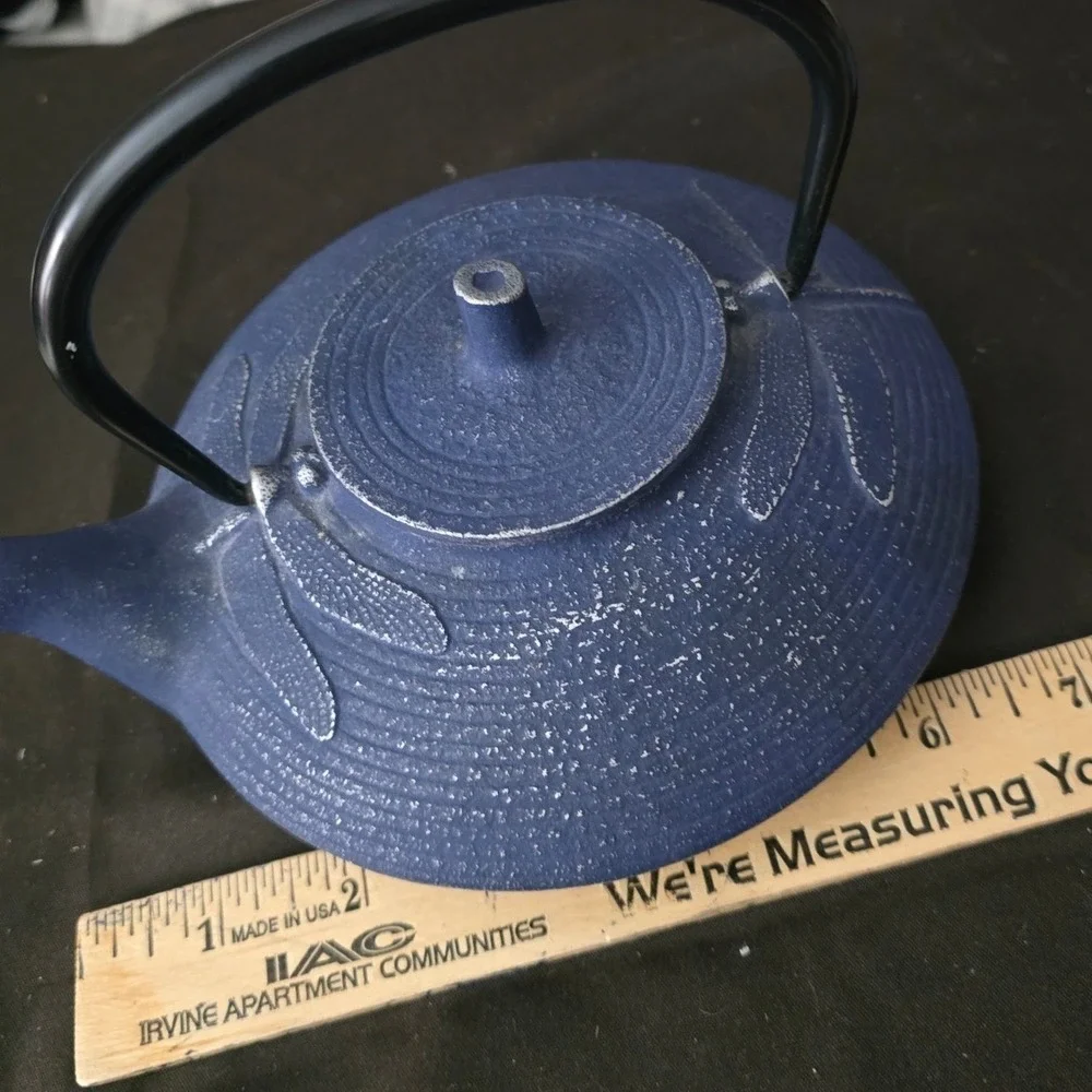 Iwachu Japanese‎ Cast Iron Teapot Blue Dragonfly Tetsubin Made in Japan